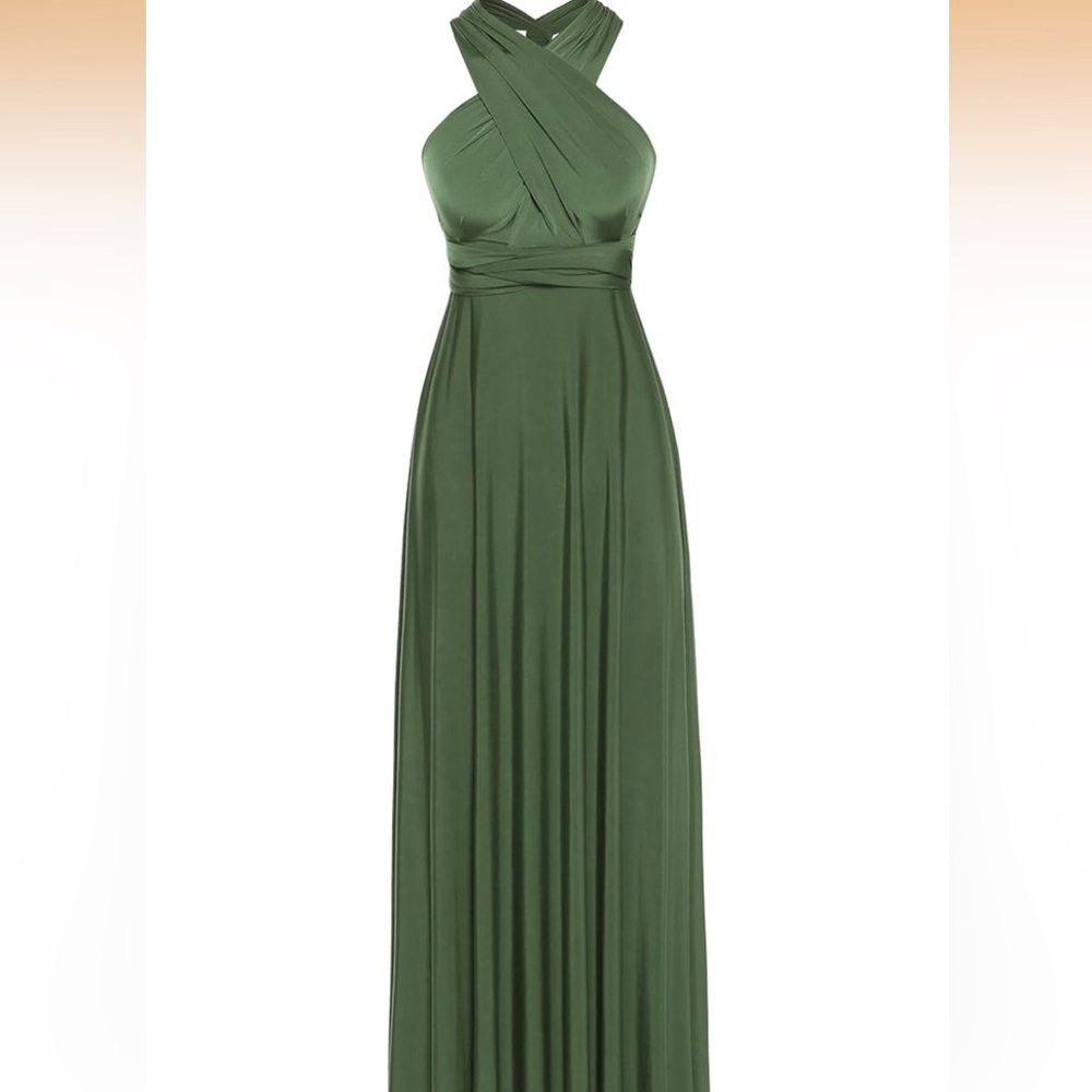 Olive Green Convertible Maxi Dress size small